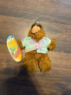 Vintage 1988 Burger King Surfer ALF Plush Hand Puppet with Surfboard